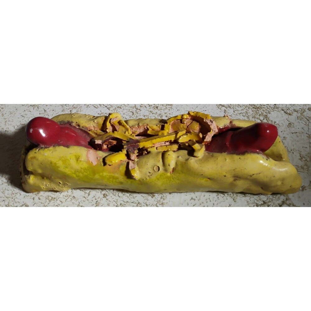 Vintage Hand Made Ceramic Hot Dog